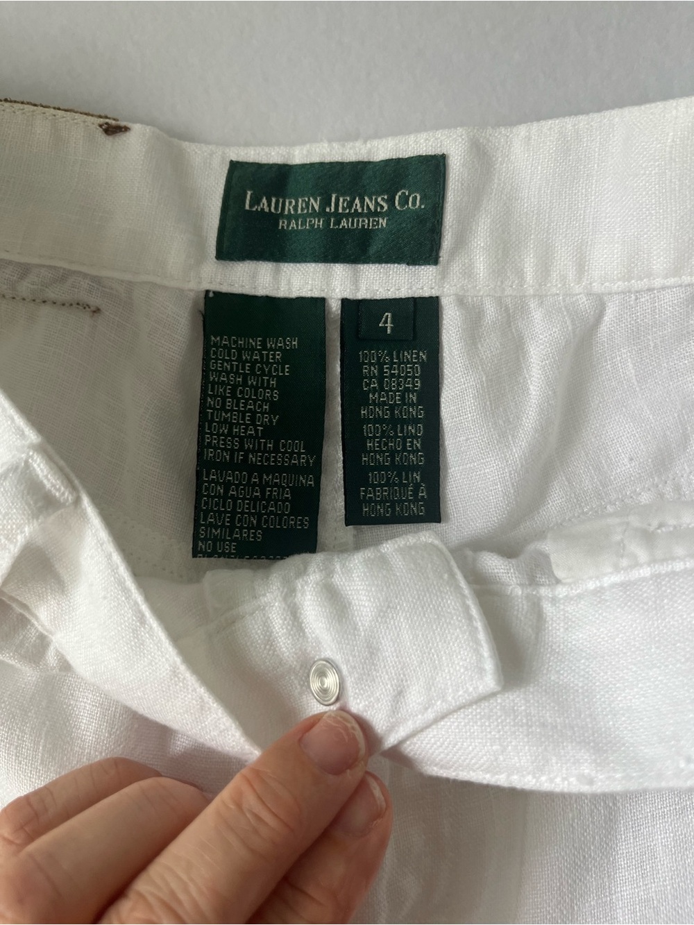 Ralph Lauren White Linen-Blend Relaxed fit Capri Pants with a High Waist - Picture 3 of 7